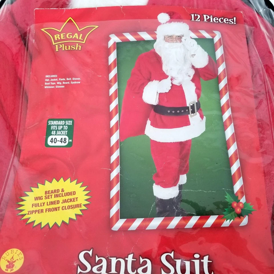 Santa Suit Costume Adult Mens Regal Plush Velvet 40 M to 48 2X Full 12 pcs NEW - Image 2 of 4