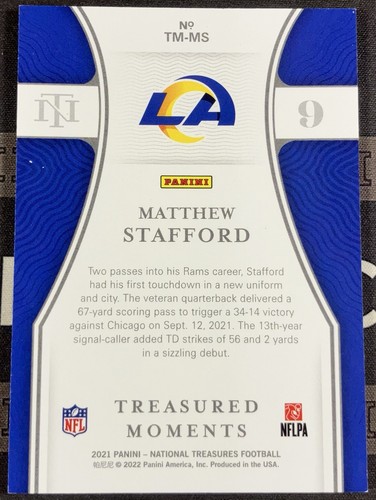 2021 National Treasures Matthew Stafford Treasured Moments /99 - Picture 2 of 2