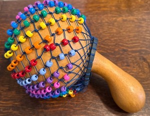 Natural African Gourd Hand Shekere Beaded Musical Instrument (small)