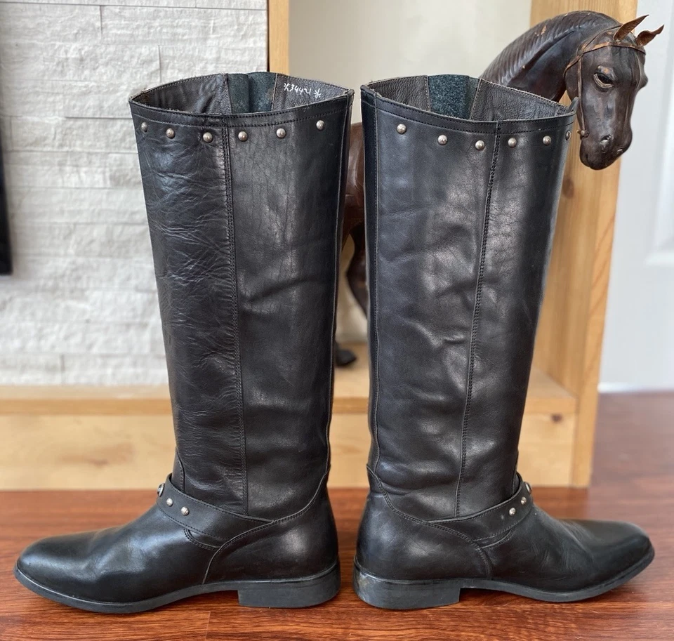 Golden Goose Kate Tall Studded Leather Biker Motorcycle Boots Black Size 40 - Image 4 of 4