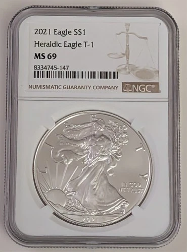 2021 EAGLE S$1 HERALDIC EAGLE T-1 NGC MS69 SILVER COIN SKU 8334745-147