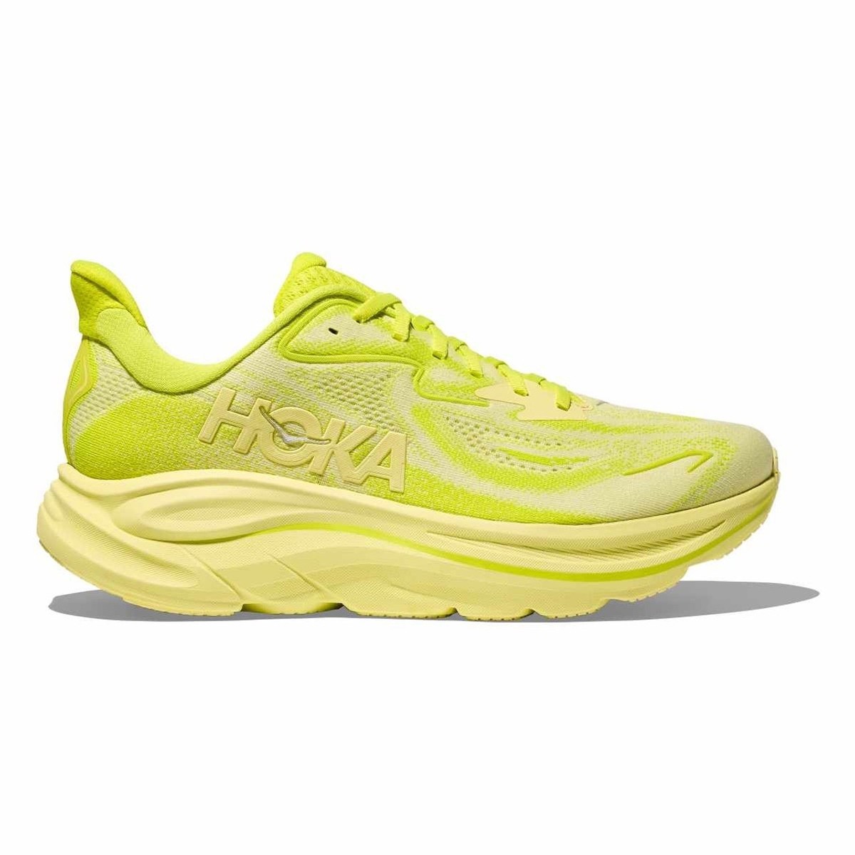 Hoka One One Clifton 10 Running Shoes Size 12 D Yellow Green 1162030 NSS HOKA ONE ONE Clifton 10 rubber-trimmed jacquard-mesh  main image 4