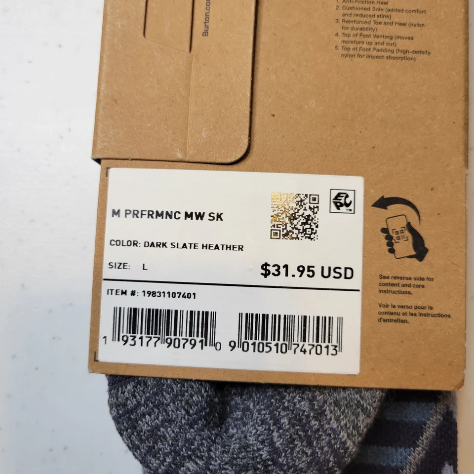 Burton Midweight Merino Wool Socks L Mens Geometric Multi Ski Snowboard New - Image 4 of 4