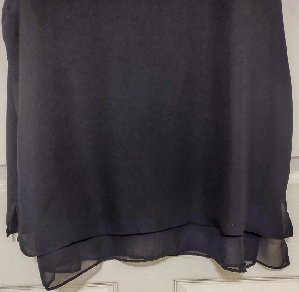 Mujer Talla L Negro Capas Transparente Forrado Sin Mangas Femenino Fluido Campana Hada Top Foto 3 de 4