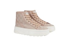 Gucci Tennis 1977 Women's Pink GG Canvas High Top Platform Lace-Up Sneakers