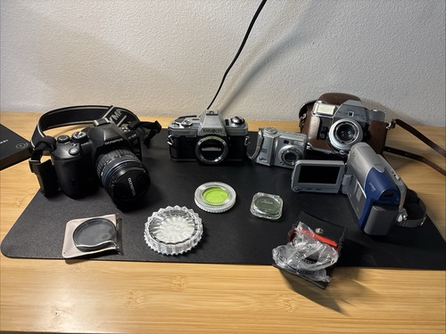UNTESTED Mixed Lot Of Film/Digital/Video Cameras/Lens And Accessories/Vintage