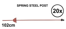 20 x 102cm (40") Electric Fence Metal Spring Steel Post with Plastic Insulator