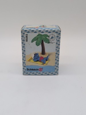 Schleich Smurf Factory Sealed 40261 Sun Bathing Smurf & Tree Peyo Creations 