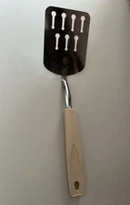 VTG EKCO Spatula Keyhole Almond Corncob Handle Stainless Steel 10” Burn Marks