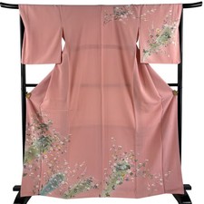JAPANESE KIMONO HOMONGI Pink 166cm 5 ft 5 in PURE SILK AA9628