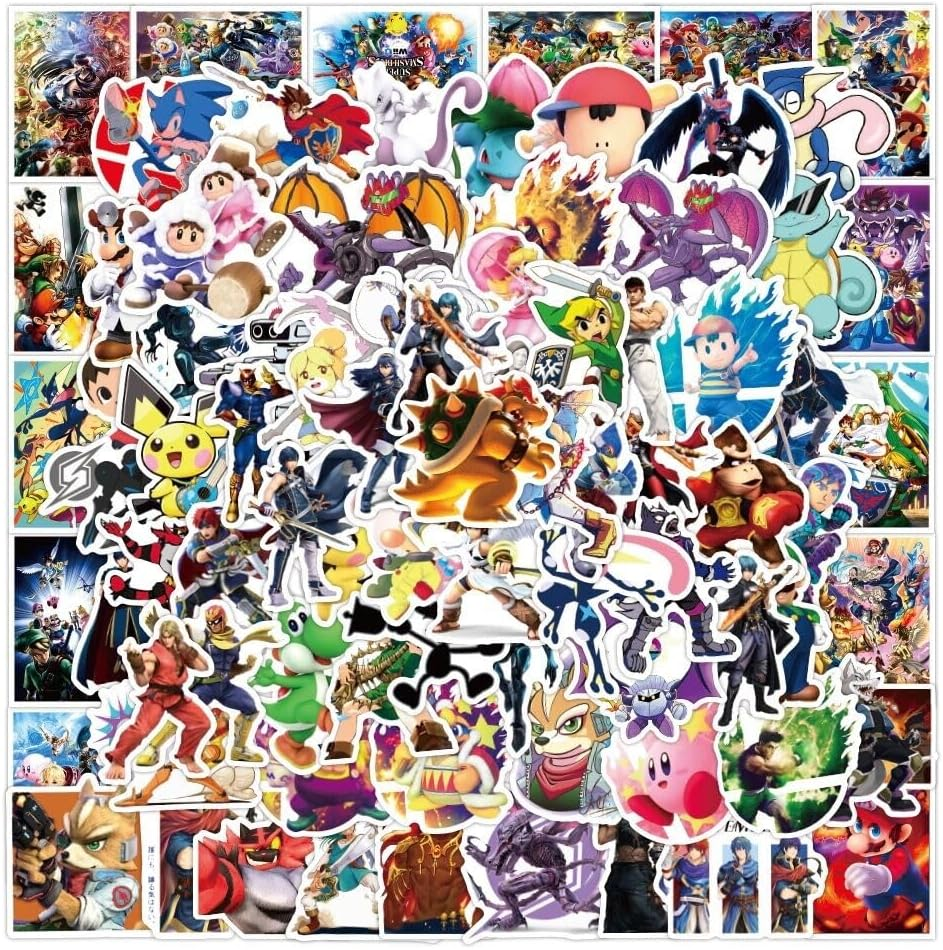 100Pcs Super Smash Bro Stickers Laptop Cool Game Classic Cartoon Vinyl Decals
