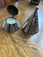 Coppia portacandele conici argento cromato Aldo Rossi Alessi stile modernista