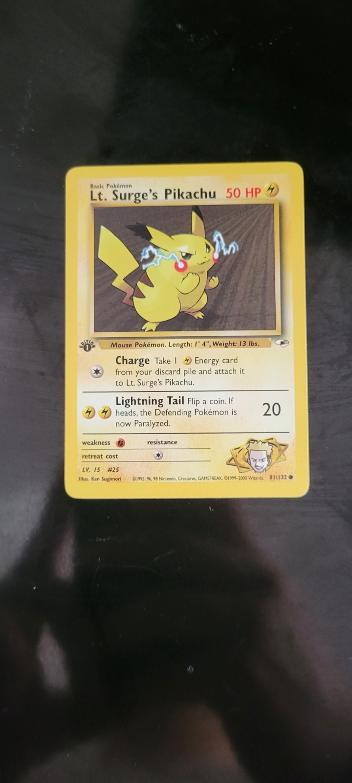 Pokemon Card - Lt. Surge's Pikachu Gym Heroes 81/132 Common 1st Edition NM