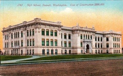 Everett Washington State WA High School Building 1920s Postcard Unused