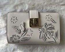 Kate Spade Phoebe Perforated Turnlock Medium Wallet Meringue