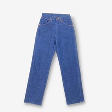 Vintage Wrangler Raw Hem Mom Jeans Dark Blue W25 L30