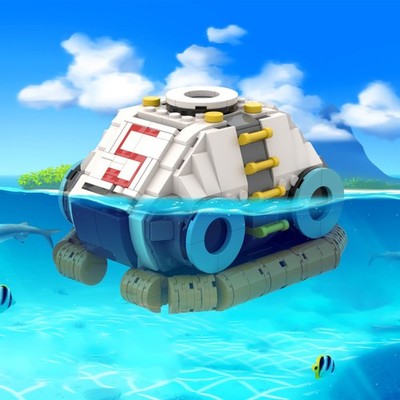 Retro Sci-Fi Exploration Vehicle Building Kit, Detailed Pod Model for Display