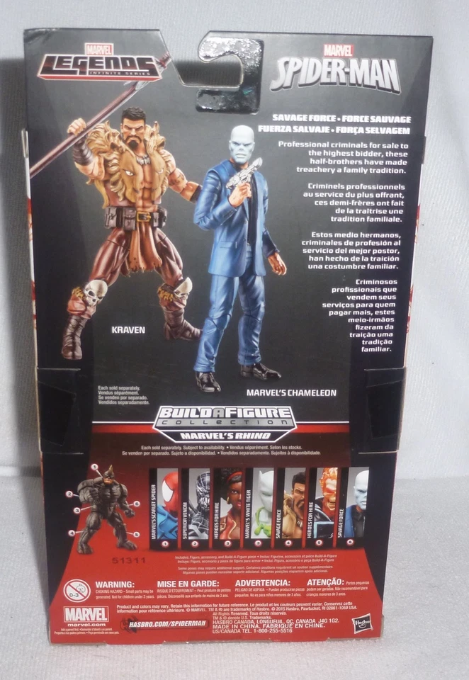 Marvel Legends Spider-Man Fuerza Salvaje Kraven el Cazador Rinoceronte BAF MIP Foto 4 de 4
