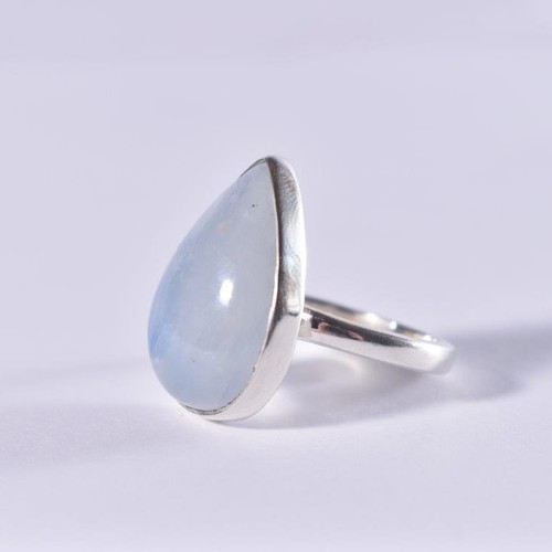 Blue Moonstone Ring 925 Sterling Silver Ring Size UK Size M-N Blue/White - Picture 3 of 4