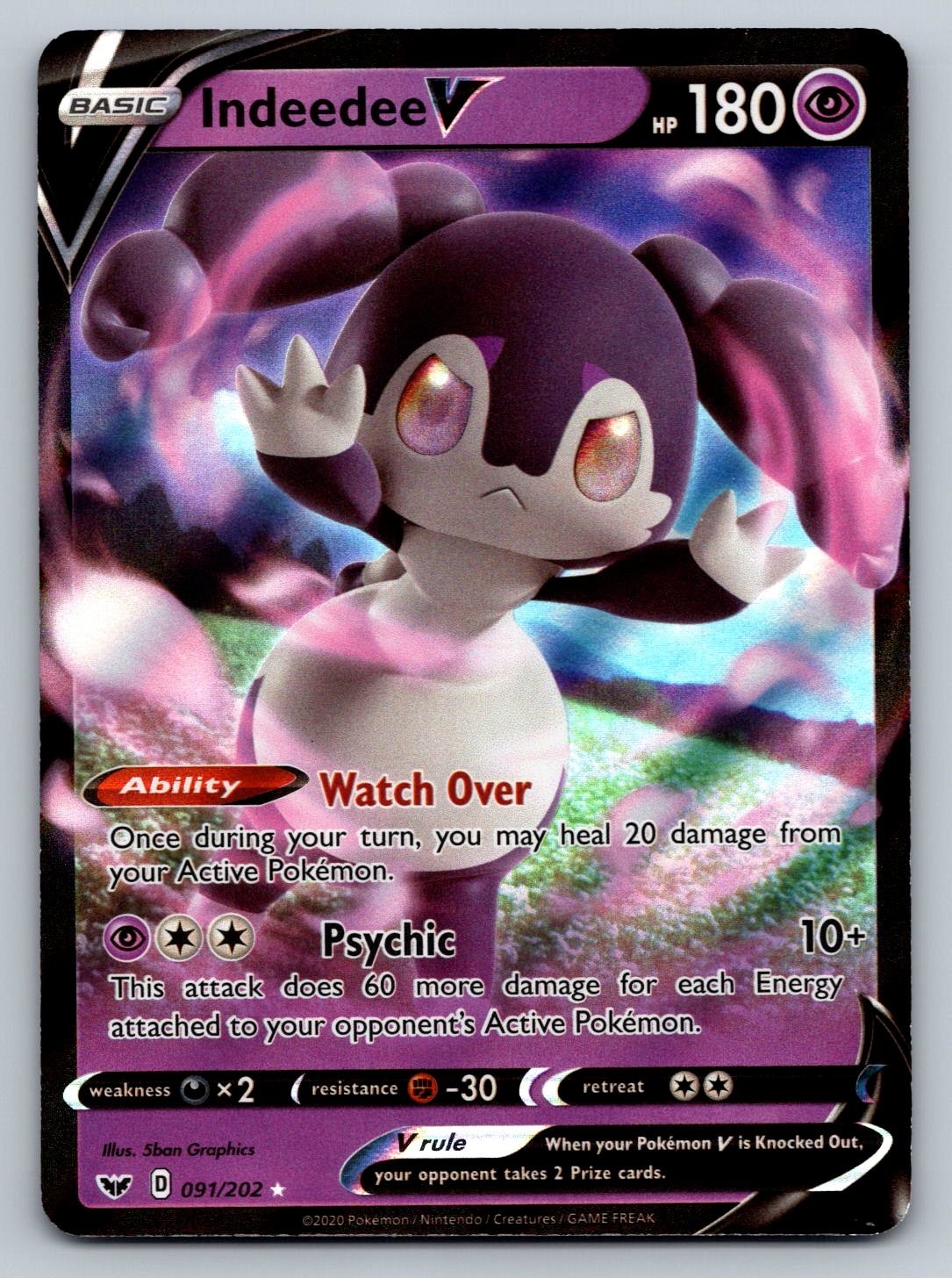 Indeedee V 091/202 Swsh01: Sword & Shield Holo Near Mint