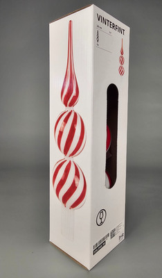 IKEA VINTERFINT Christmas  Tree Top Spire Glass Red White 28 cm Brand NEW