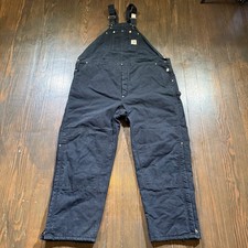 Vintage Carhartt Bib Overalls Mens 52x32 Black R02 Duck USA Made Insulated