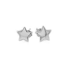 14k White Gold Post Earrings with Stars 6.5mm