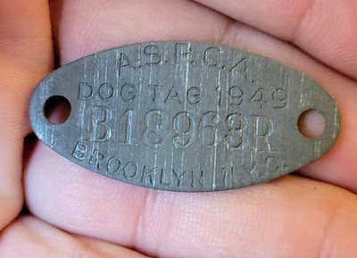 Vintage Dog Tag License Metal Brooklyn NY New York ASPCA 1949 - NEW OLD STOCK 
