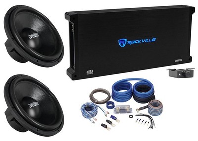 2 Sundown Audio SA-15 D2 Classic 15'' 1000w RMS Subwoofers+Mono Amplifier+Amp Kit