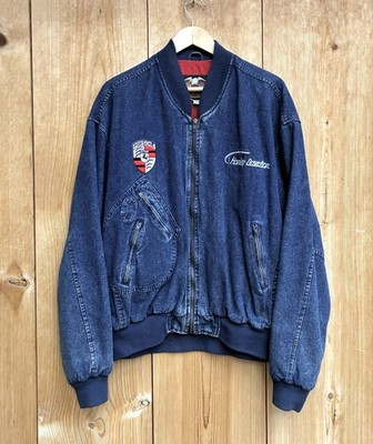 Harley-Davidson Vintage Denim Bomber Jacket V-Twin Power Sz XXL