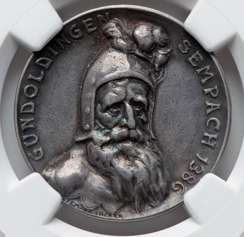 Switzerland 1912 AD, Swiss Shooting Luzern Festival, SILVER Coin R-886a NGC XF45