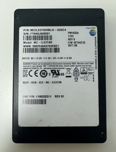 Samsung PM1633a 3.84TB 12Gbps SAS 2.5'' SSD - (MZILS3T8HMLH)