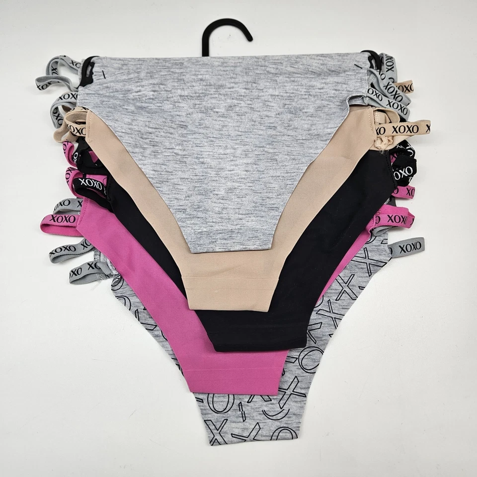 Paquete de 5 bikini XOXO para mujer S M L XL con correa lateral de microfibra gris beige negro rosa Foto 3 de 4