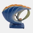 Roseville Pine Cone Blue 1953 Mid Century Modern Art Pottery Flower Vase 472-6