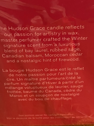 Hudson Grace Winter Scented Votive Candle NIB 9.7 Ounces Brand New - Picture 4 of 4