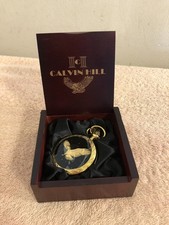 Men  s Calvin Hill Eagle Pocket Watch With Chain NIB