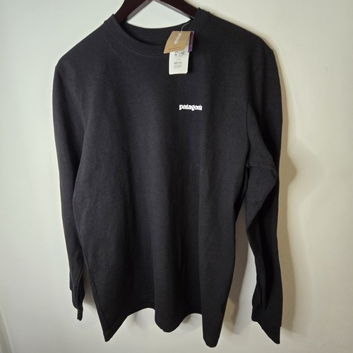 Patagonia Camicia Manica Lunga Uomo Small Nera Girocollo Responsabili-tee Nuova con etichette - Foto 2 di 14