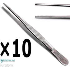 10× Dressing Tweezer Forceps 5.5" (14cm) Serrated Tip Premium Instruments