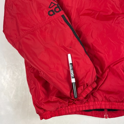 VINTAGE Adidas Jacket Mens Large Red Hooded Full Zip Fleece Hiking Ski Outdoors - Picture 11 of 16
