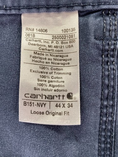 Carhartt Herren B151 NVY Carpenter Loose Original Fit Arbeitshose 44x34 (Passform 42x32) - Bild 8 von 10