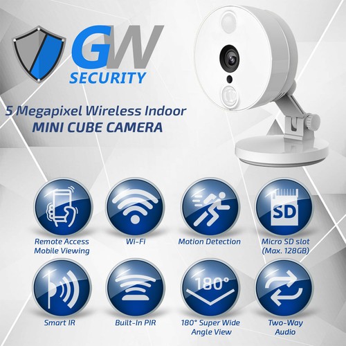 5MP Wireless Camera 2-Way Audio 180° Super Wide Angle PIR Mini Cube WiFi Camera - Picture 2 of 10