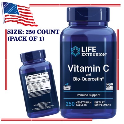 Vitamin C & Bio-Quercetin Phytosome Immune Support, Gluten-Free, 250 Veg Tablets