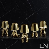 Gold Man Thinker Table Lamp, Perfect For Night Light. Stylish Bedroom Decor.