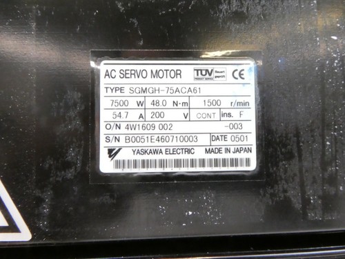 Yaskawa Electric SGMGH-75ACA61 AC Servo Motor Working Spare - Picture 3 of 12