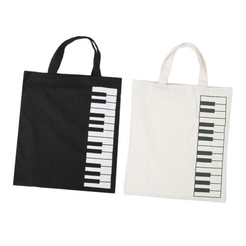 Puro Cotone Tasti di Pianoforte Borsa Musicale Borsa Tote Bag Shopping Bag per - Photo 1/7