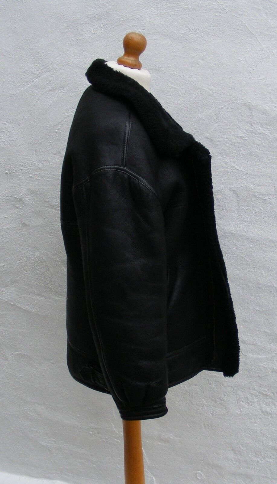 Vtg black sheepskin shearling leather flying jack… - image 13