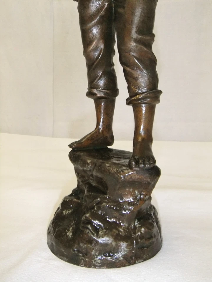 statue sculpture homme régule patine bronze - Photo 4/4