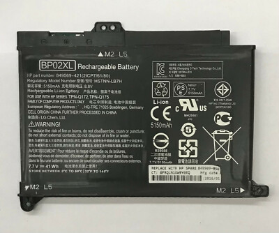 For HP Pavilion 15-AW004 Laptop Battery BP02XL HSTNN-LB7H 7.7V 41Wh 5150mAh 