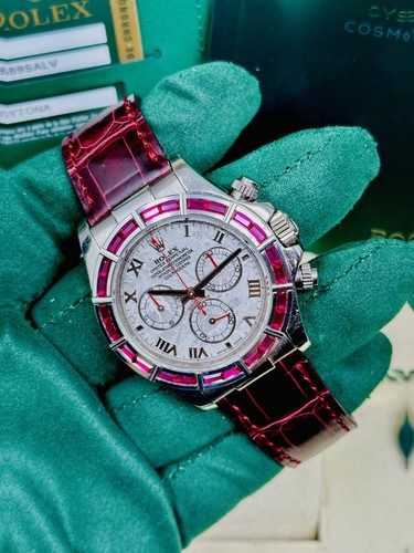Rolex Daytona 116589SALV White Gold Meteorite Dial Ruby Bezel ...