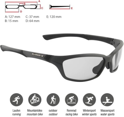 Swiss Eye Drift Sunglasses Grey Photochromic Bike Sports Cycling